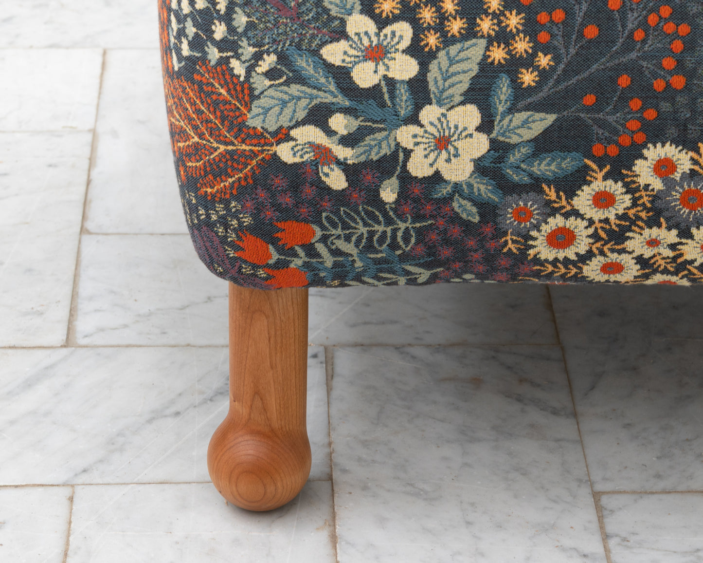 MABEL OTTOMAN - 24", BDDW FABRIC #324, CHERRY FEET