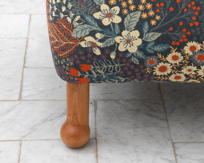 MABEL OTTOMAN - 24", BDDW FABRIC #324, CHERRY FEET