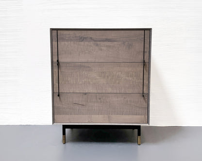 LAKE DRESSER - 31" L, OXIDIZED TIGER MAPLE EXTERIOR AND FACES