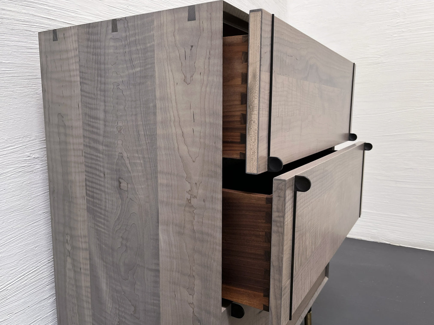 LAKE DRESSER - 31" L, OXIDIZED TIGER MAPLE EXTERIOR, OXIDIZED TIGER MAPLE FACES