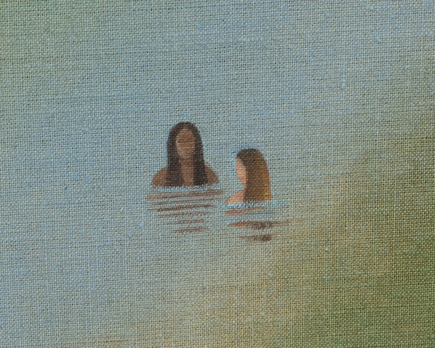 ACRYLIC ON LINEN PAINTING - DISTANT BATHERS #107 - 42" W X 52" H