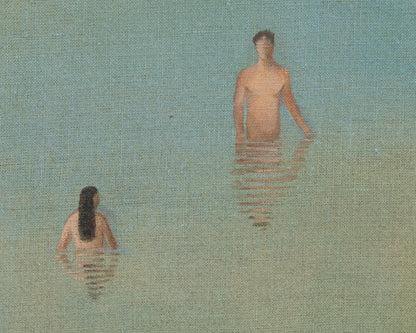ACRYLIC ON LINEN PAINTING - DISTANT BATHERS #107 - 42" W X 52" H
