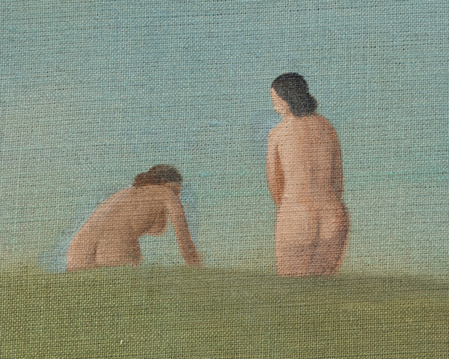 ACRYLIC ON LINEN PAINTING - DISTANT BATHERS #107 - 42" W X 52" H