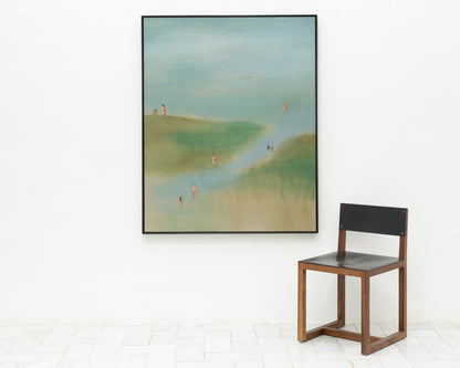 ACRYLIC ON LINEN PAINTING - DISTANT BATHERS #107 - 42" W X 52" H