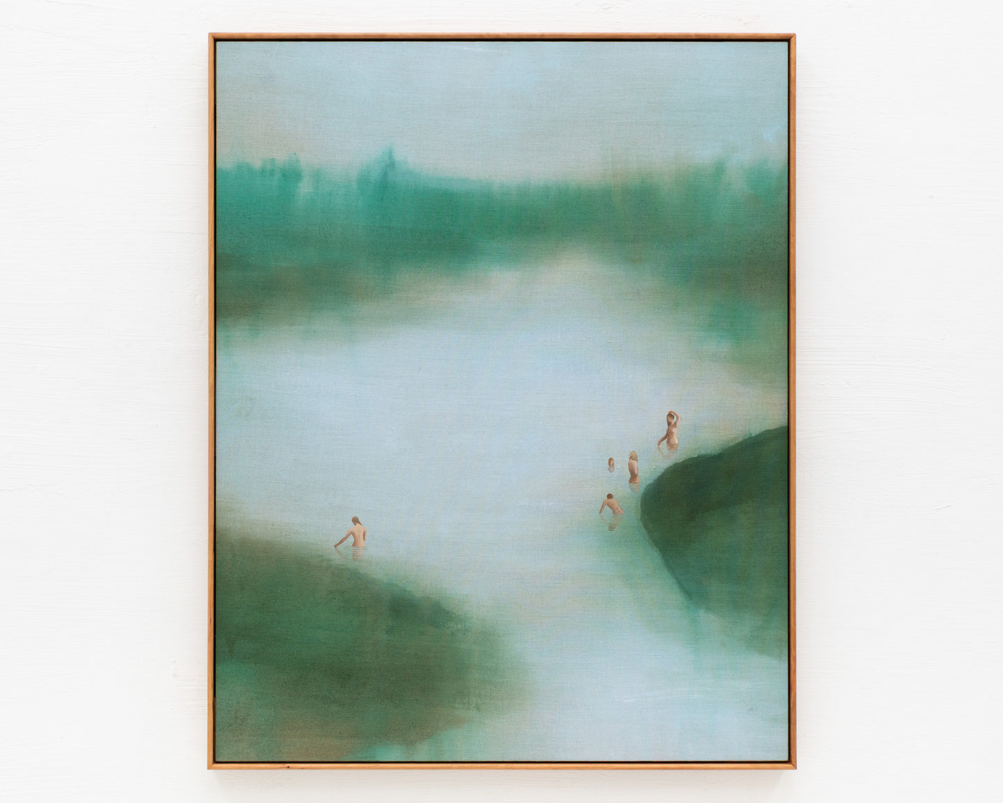 ACRYLIC ON LINEN PAINTING - DISTANT BATHERS #101 - 36" W X 46" H