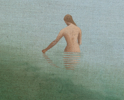 ACRYLIC ON LINEN PAINTING - DISTANT BATHERS #101 - 36" W X 46" H