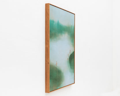 ACRYLIC ON LINEN PAINTING - DISTANT BATHERS #101 - 36" W X 46" H