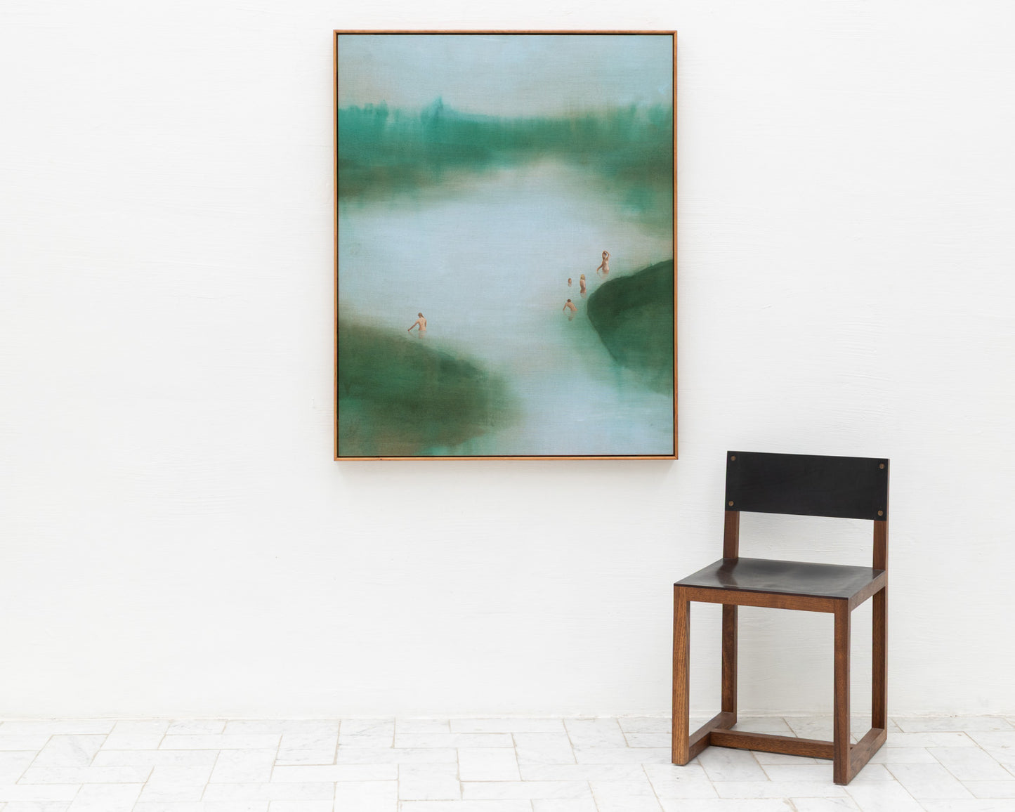 ACRYLIC ON LINEN PAINTING - DISTANT BATHERS #101 - 36" W X 46" H