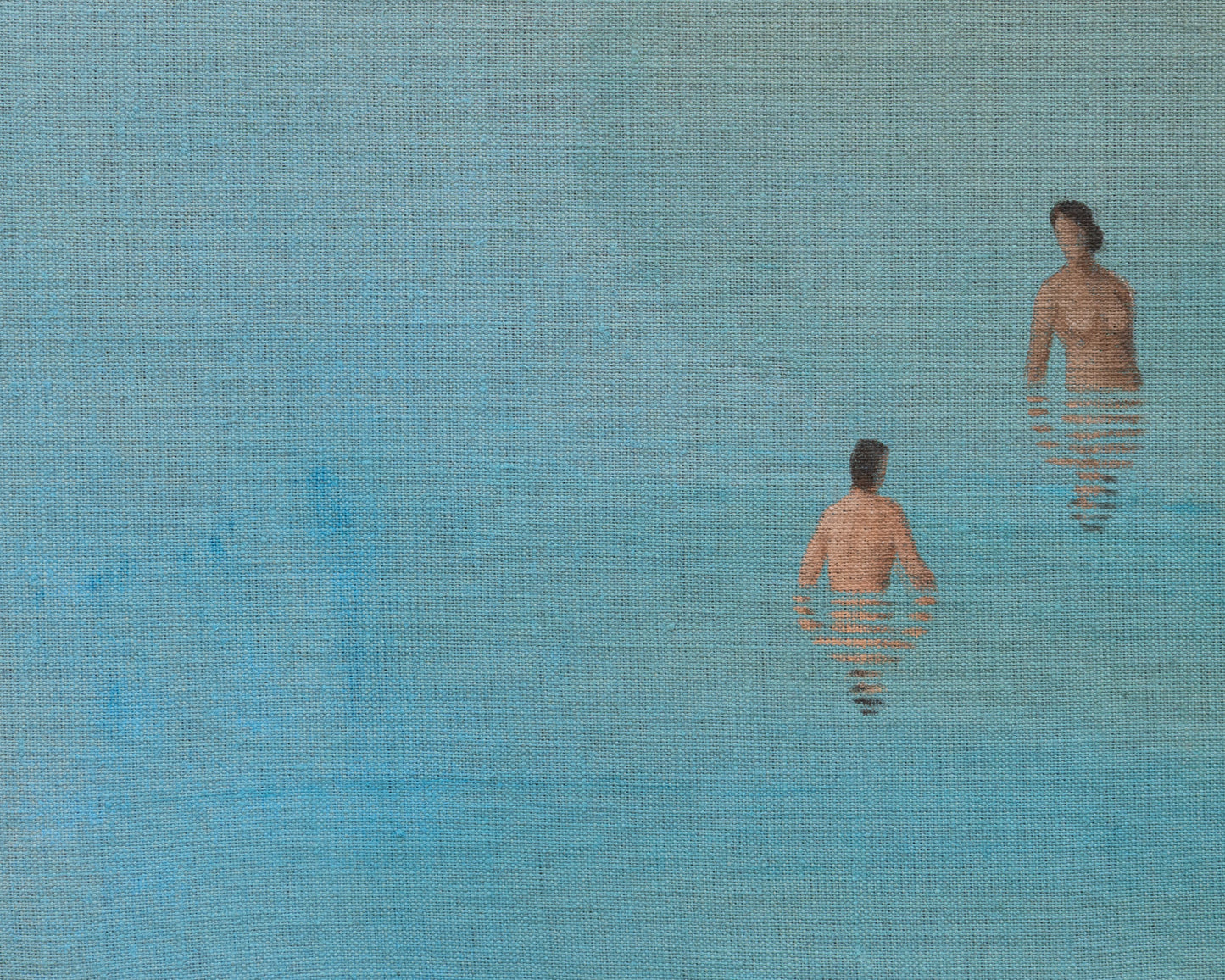 ACRYLIC ON LINEN PAINTING - DISTANT BATHERS #102 - 45" W X 36" H
