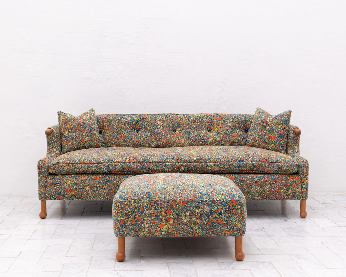MABEL SOFA - 7', BDDW FABRIC #373, CHERRY ARMS AND FEET
