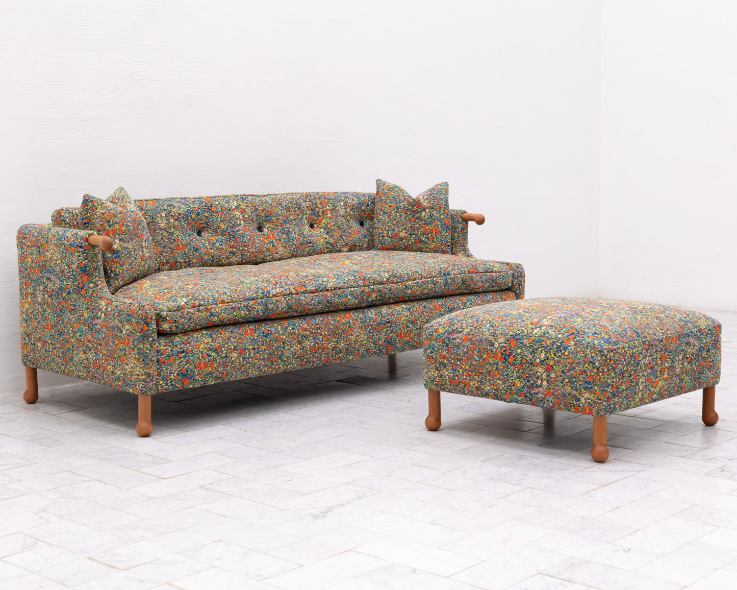 MABEL SOFA - 7', BDDW FABRIC #373, CHERRY ARMS AND FEET