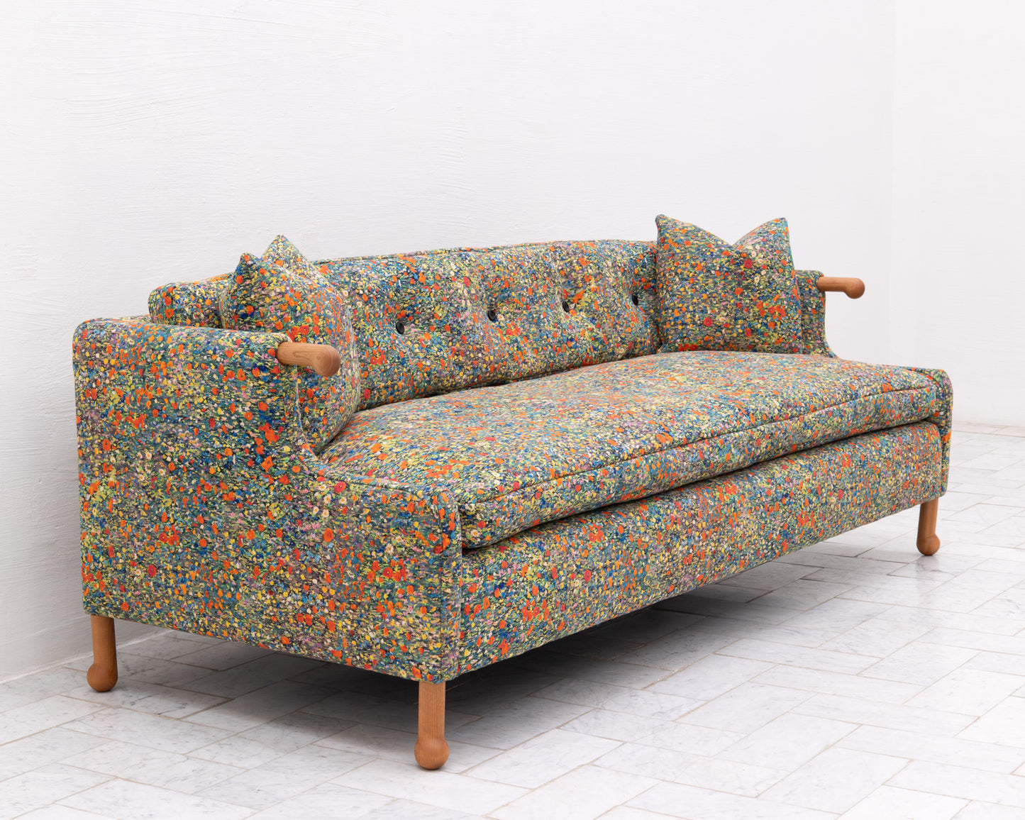 MABEL SOFA - 7', BDDW FABRIC #373, CHERRY ARMS AND FEET
