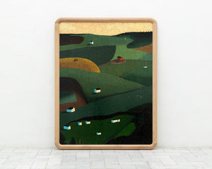 HAND-PAINTED JIGSAW PUZZLE - LANDSCAPE #115 - 63" H X 49" W