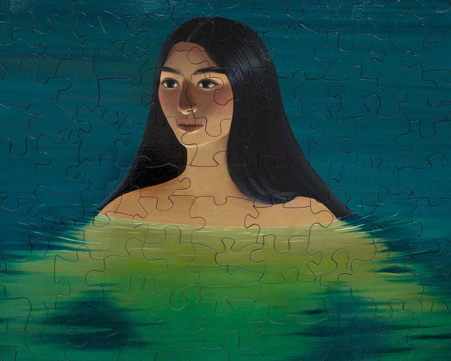 HAND-PAINTED JIGSAW PUZZLE - BATHER #216 - 63" H X 49" W
