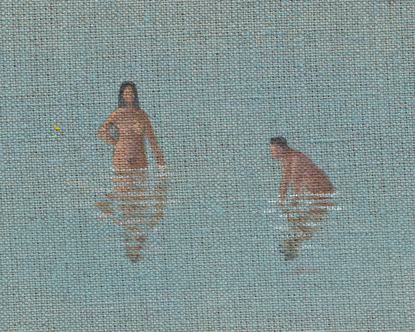 ACRYLIC ON LINEN PAINTING - DISTANT BATHERS #104 - 46" W X 36" H