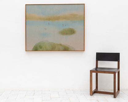 ACRYLIC ON LINEN PAINTING - DISTANT BATHERS #104 - 46" W X 36" H
