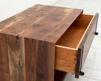 LAKE SIDE TABLE - 31" L, CLARO WALNUT EXTERIOR AND FACES