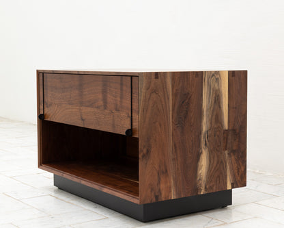 LAKE SIDE TABLE - 31" L, CLARO WALNUT EXTERIOR AND FACES