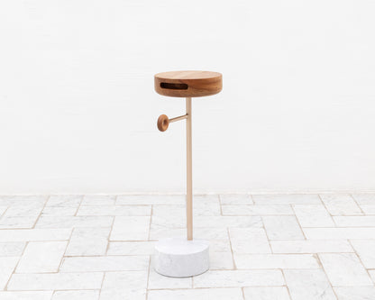 LUG TABLE - 9" DIAMETER SYCAMORE TOP, MARBLE BASE
