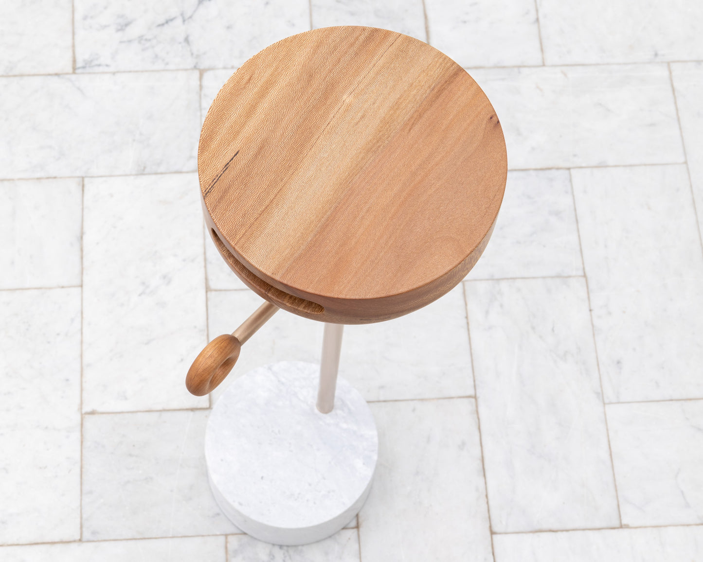 LUG TABLE - 9" DIAMETER SYCAMORE TOP, MARBLE BASE