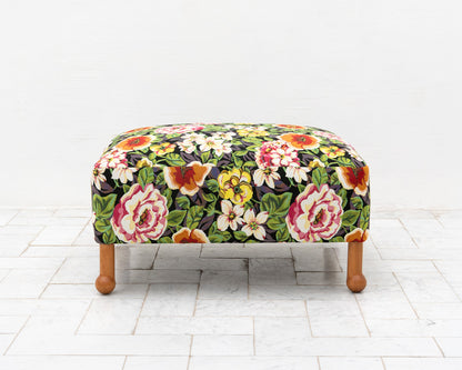 MABEL OTTOMAN - 30", BDDW FABRIC #340, CHERRY FEET