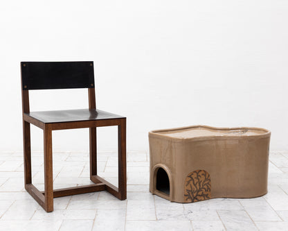 SUPER SPECIAL DALE BLONE SIDE TABLE - 14" H, HAND-PAINTED CERAMIC
