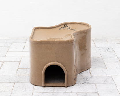 SUPER SPECIAL DALE BLONE SIDE TABLE - 14" H, HAND-PAINTED CERAMIC
