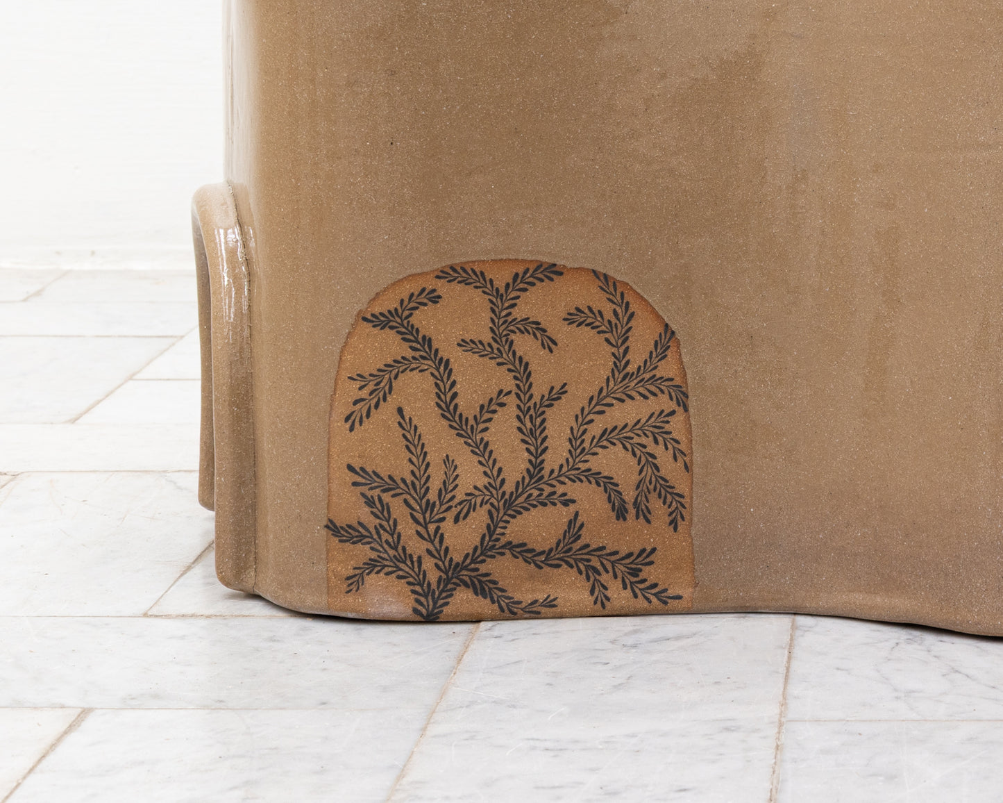 SUPER SPECIAL DALE BLONE SIDE TABLE - 14" H, HAND-PAINTED CERAMIC