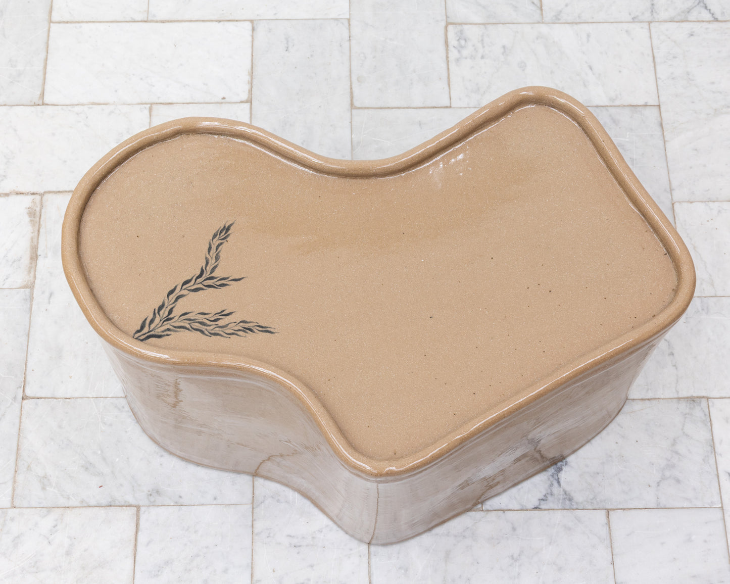 SUPER SPECIAL DALE BLONE SIDE TABLE - 14" H, HAND-PAINTED CERAMIC