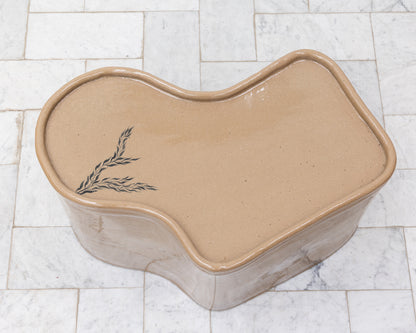 SUPER SPECIAL DALE BLONE SIDE TABLE - 14" H, HAND-PAINTED CERAMIC