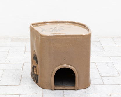 SUPER SPECIAL DALE BLONE SIDE TABLE - 16" H, HAND-PAINTED CERAMIC