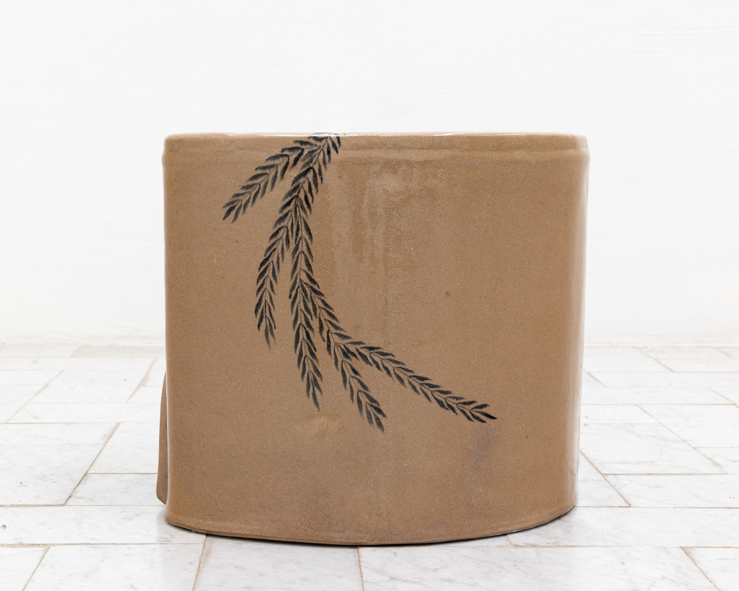 SUPER SPECIAL DALE BLONE SIDE TABLE - 16" H, HAND-PAINTED CERAMIC