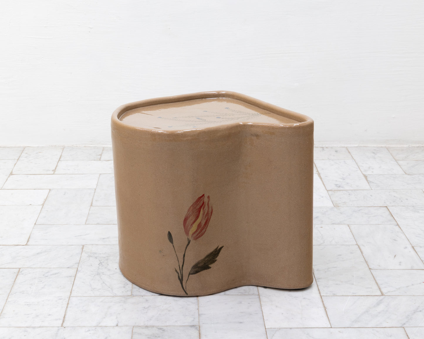 DALE BLONE SIDE TABLE - 16" H, HAND-PAINTED CERAMIC