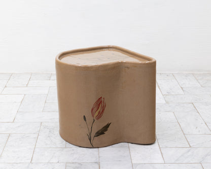 DALE BLONE SIDE TABLE - 16" H, HAND-PAINTED CERAMIC