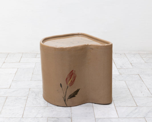DALE BLONE SIDE TABLE - 16" H, HAND-PAINTED CERAMIC