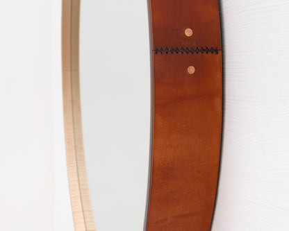 ADMIRAL'S MIRROR - 36" DIAMETER, NATURAL MULLED