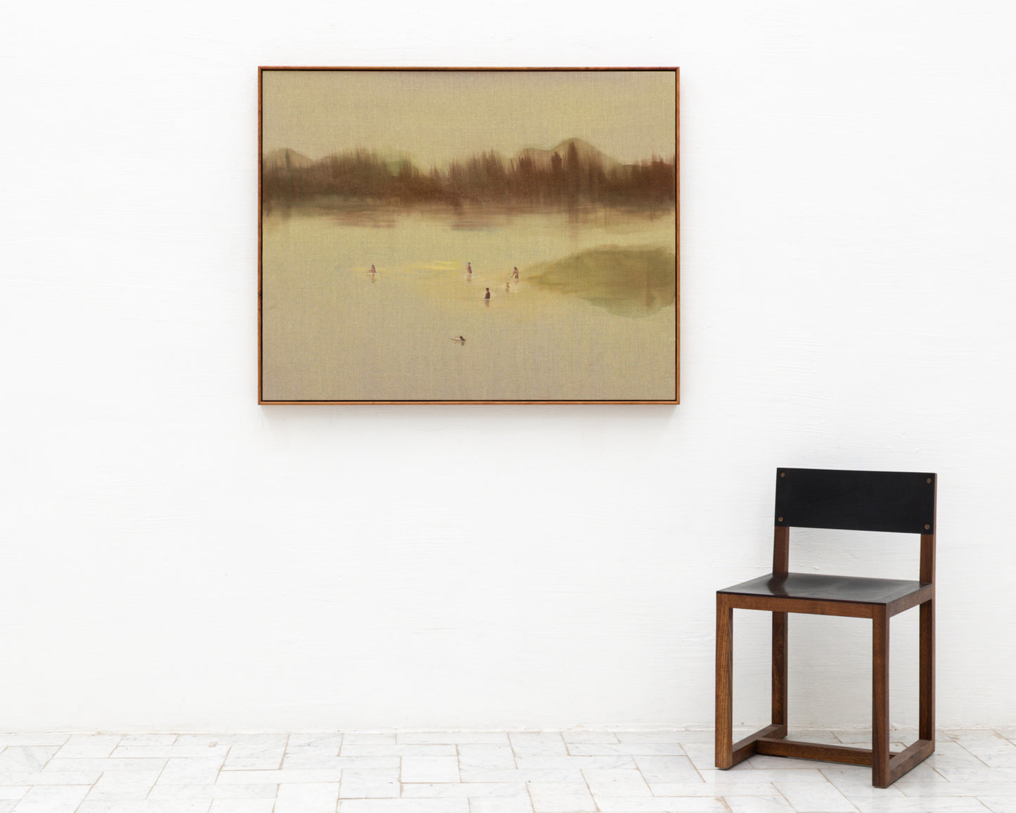 ACRYLIC ON LINEN PAINTING - DISTANT BATHERS #105 - 45.5" W X 36" H