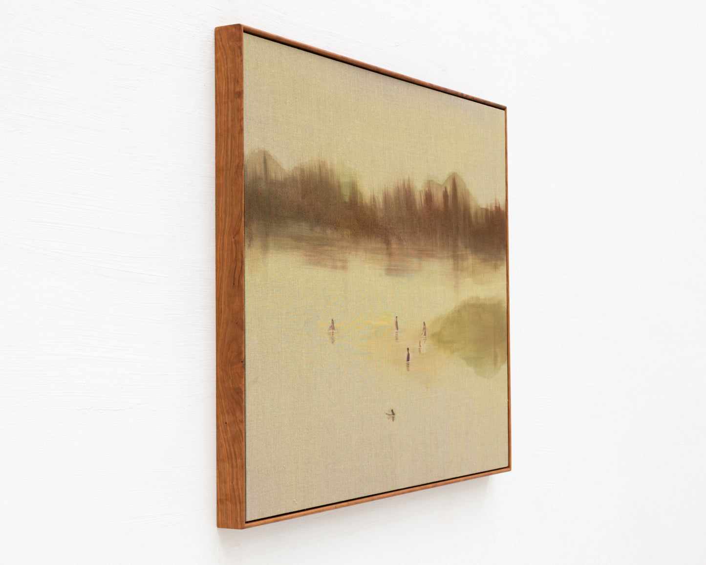 ACRYLIC ON LINEN PAINTING - DISTANT BATHERS #105 - 45.5" W X 36" H
