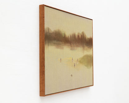 ACRYLIC ON LINEN PAINTING - DISTANT BATHERS #105 - 45.5" W X 36" H