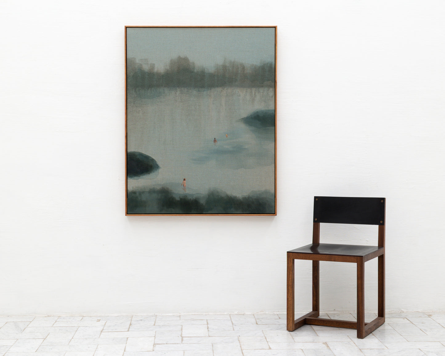 ACRYLIC ON LINEN PAINTING - DISTANT BATHERS #106 - 37" W X 46" H