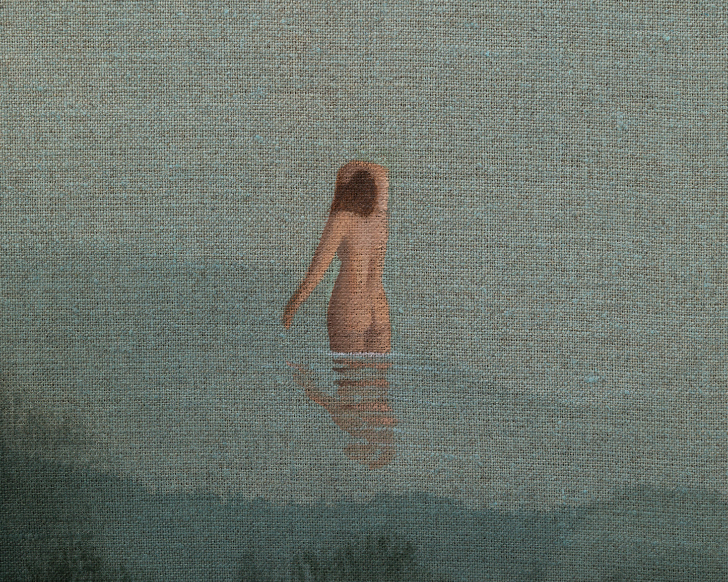 ACRYLIC ON LINEN PAINTING - DISTANT BATHERS #106 - 37" W X 46" H