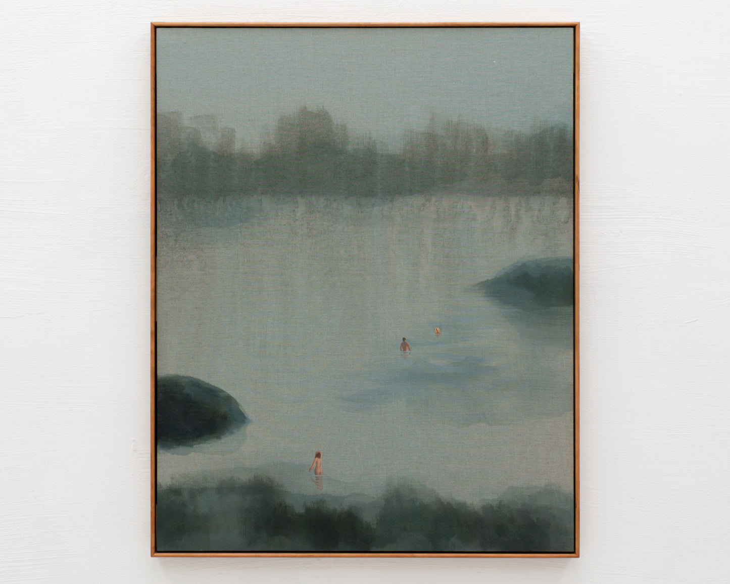 ACRYLIC ON LINEN PAINTING - DISTANT BATHERS #106 - 37" W X 46" H