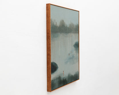 ACRYLIC ON LINEN PAINTING - DISTANT BATHERS #106 - 37" W X 46" H