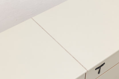 CAPTAIN'S MID CREDENZA - 85" L, PARCHMENT LEATHER, BLACKENED BRONZE HARDWARE