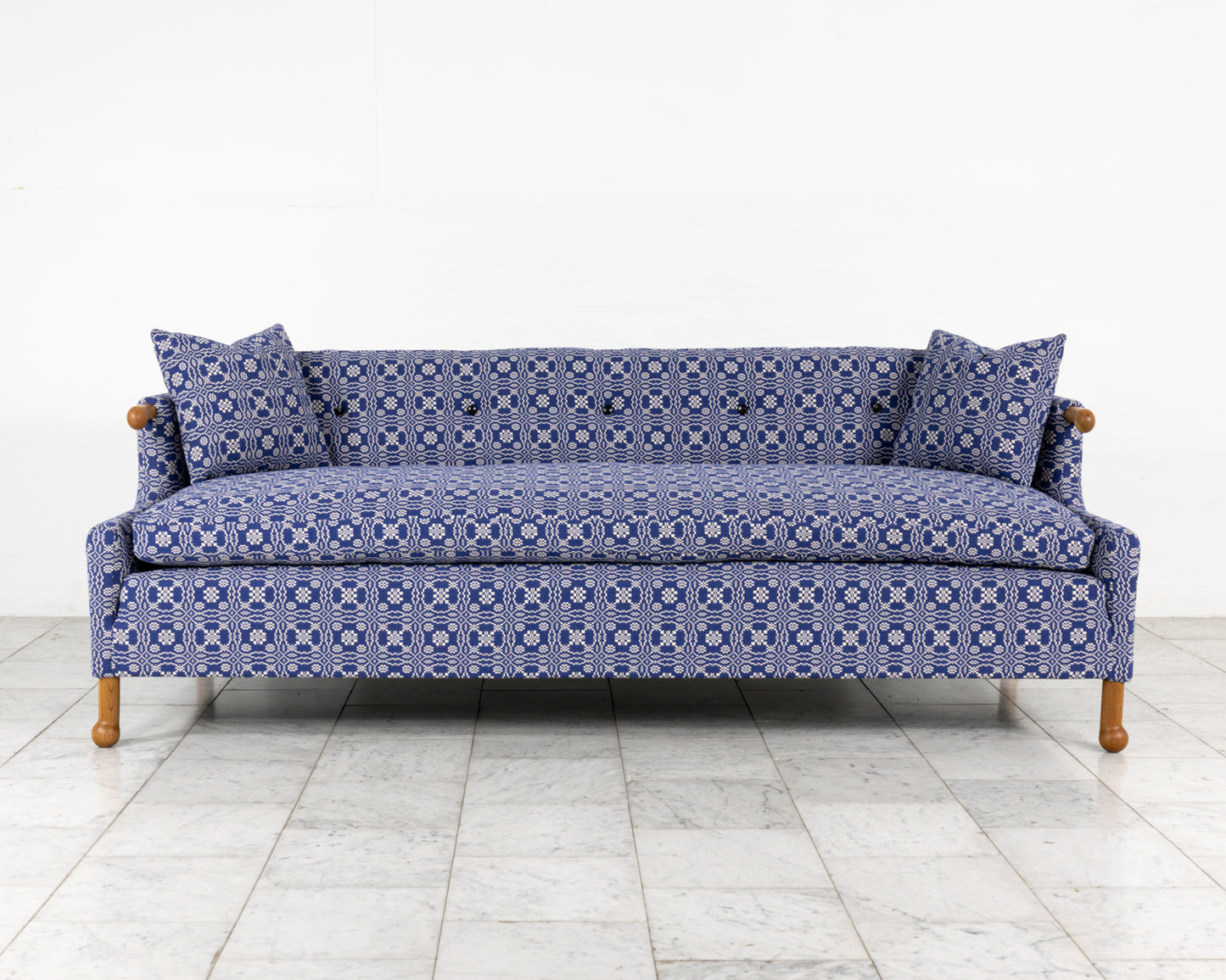 MABEL SOFA - 7', BDDW FABRIC #385, CHERRY ARMS AND FEET