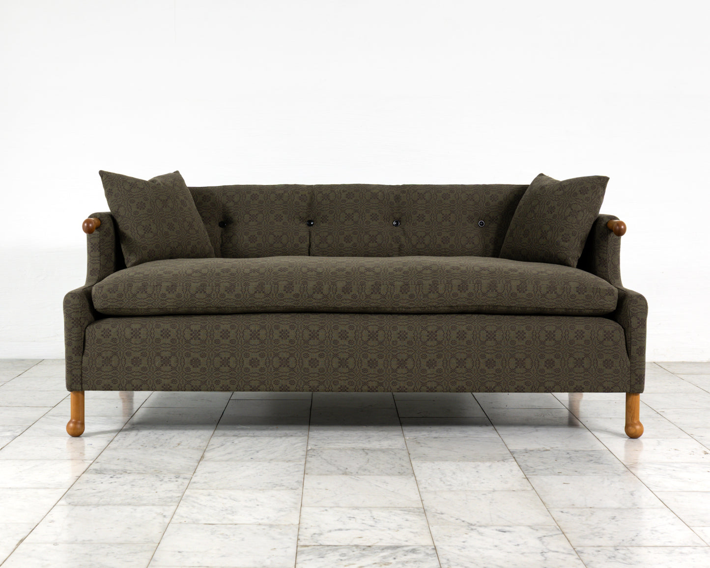 MABEL SOFA - 6', BDDW FABRIC #417, CHERRY ARMS AND FEET