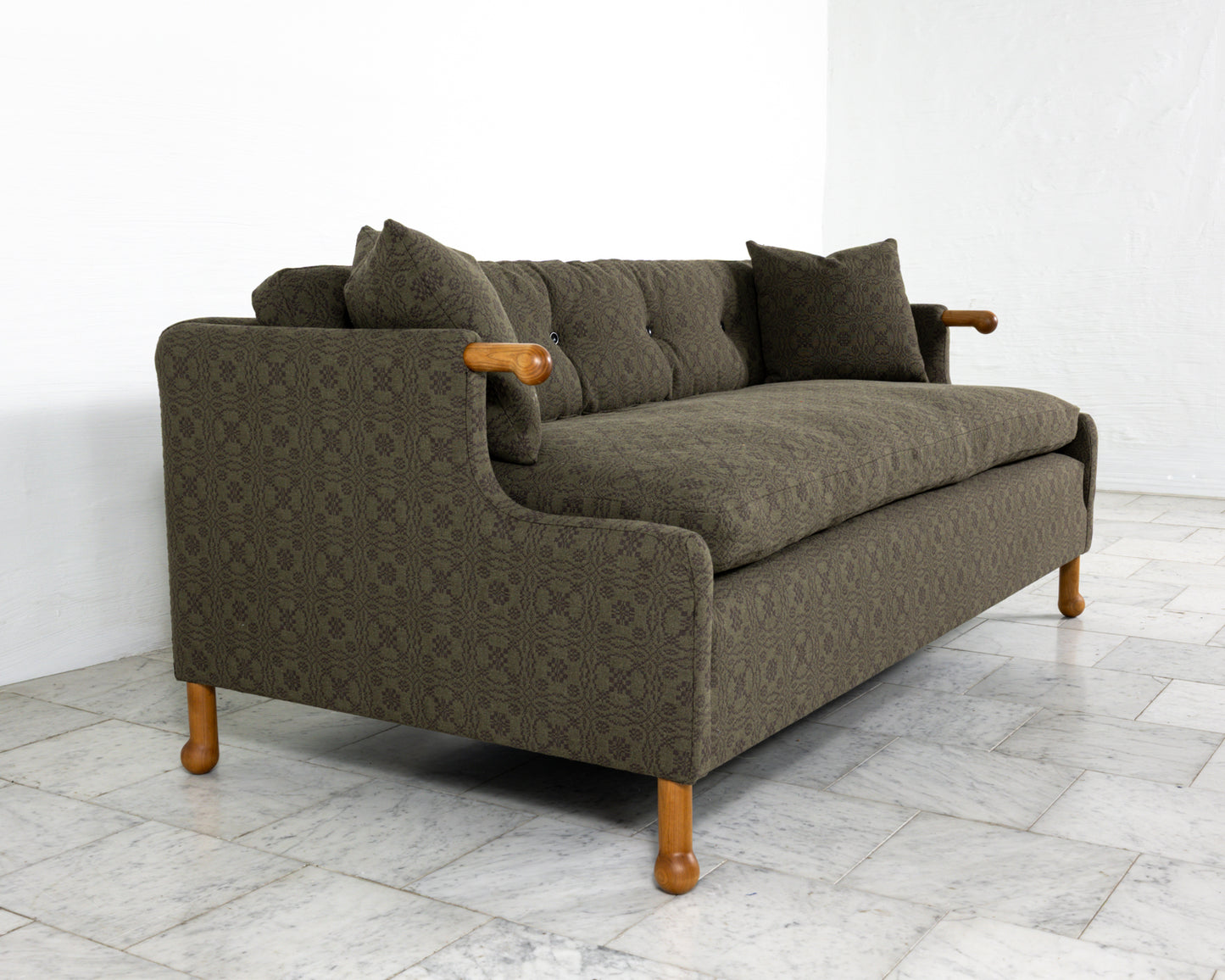 MABEL SOFA - 6', BDDW FABRIC #417, CHERRY ARMS AND FEET