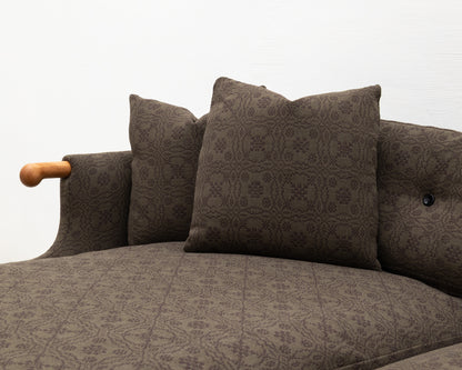 MABEL SOFA WITH CHAISE LOUNGE - 10' X 7', BDDW FABRIC #417, CHERRY ARMS AND FEET