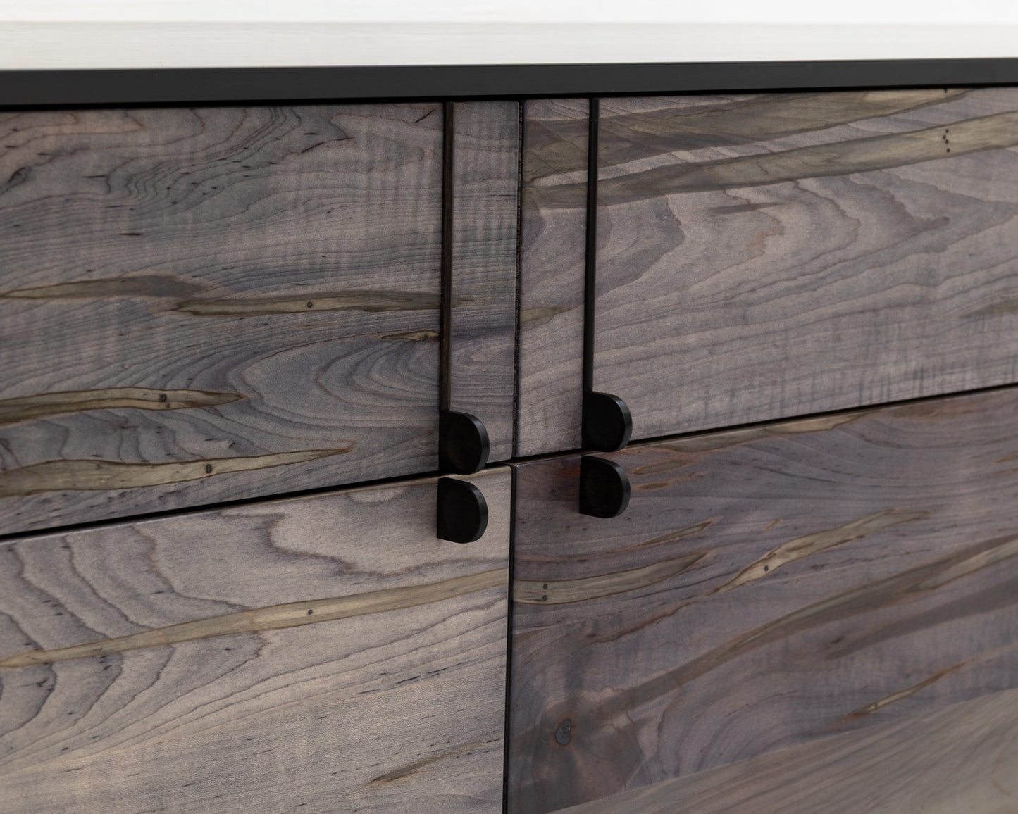 LAKE MID CREDENZA - 95" L, GRAPHITE LACQUER EXTERIOR, OXIDIZED MAPLE FACES