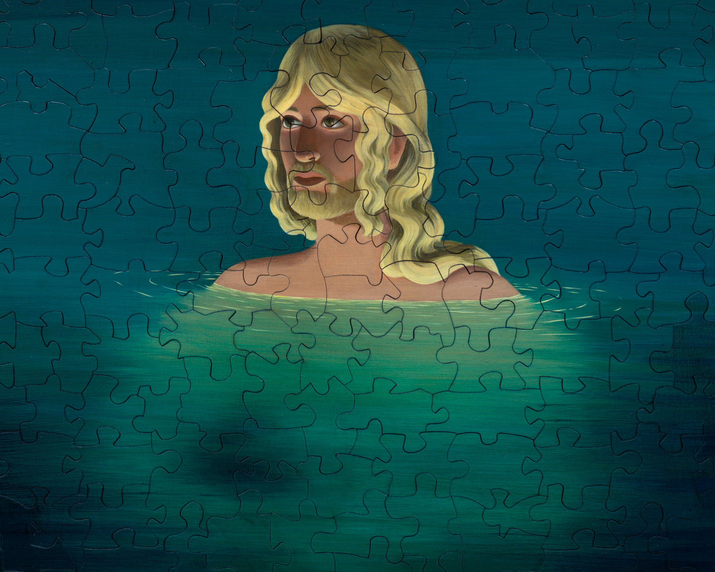 HAND-PAINTED JIGSAW PUZZLE - BATHER #218 - 56" H X 44" W